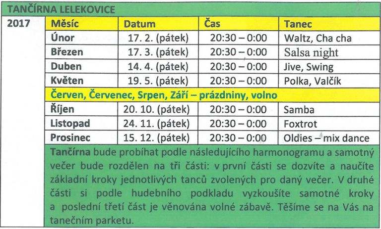 rozpis tančíren
