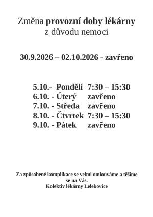 provozní doby lékárny